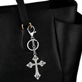 Cross Charms Keychain Crystal Silver Metal Key Chain Pendant kch-a01