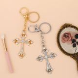 Cross Charms Keychain Crystal Silver Metal Key Chain Pendant kch-a01