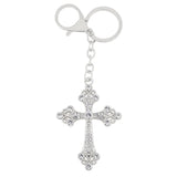 Cross Charms Keychain Crystal Silver Metal Key Chain Pendant kch-a01