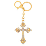 Cross Charms Keychain Crystal Silver Metal Key Chain Pendant kch-a01
