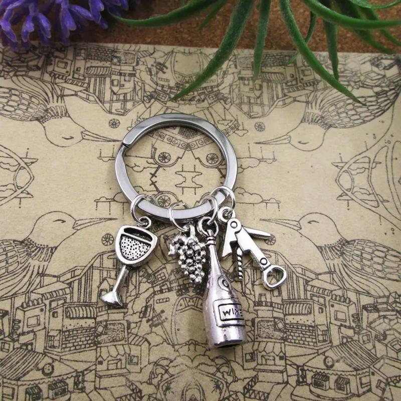 Wine Lover Grape Wine Opener Keyring Stainless Steel Birthday