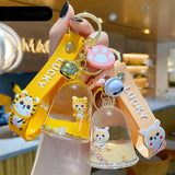 Cute Shiba Inu Liquid Quicksand Key Chain Drift Bottle Keyring