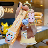 Cute Shiba Inu Liquid Quicksand Key Chain Drift Bottle Keyring
