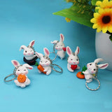 6pcs Carrot Rabbit Toy Key Chain Set Cute Animal Pendant Bag Decorative