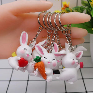 6pcs Carrot Rabbit Toy Key Chain Set Cute Animal Pendant Bag Decorative