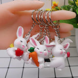 6pcs Carrot Rabbit Toy Key Chain Set Cute Animal Pendant Bag Decorative