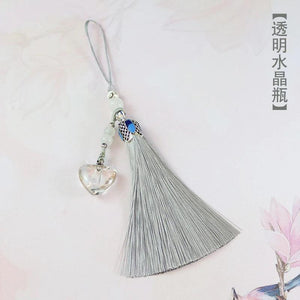 Colorful Crystal Vials Pendant with Tassel Keychain Bag Hanging Decor