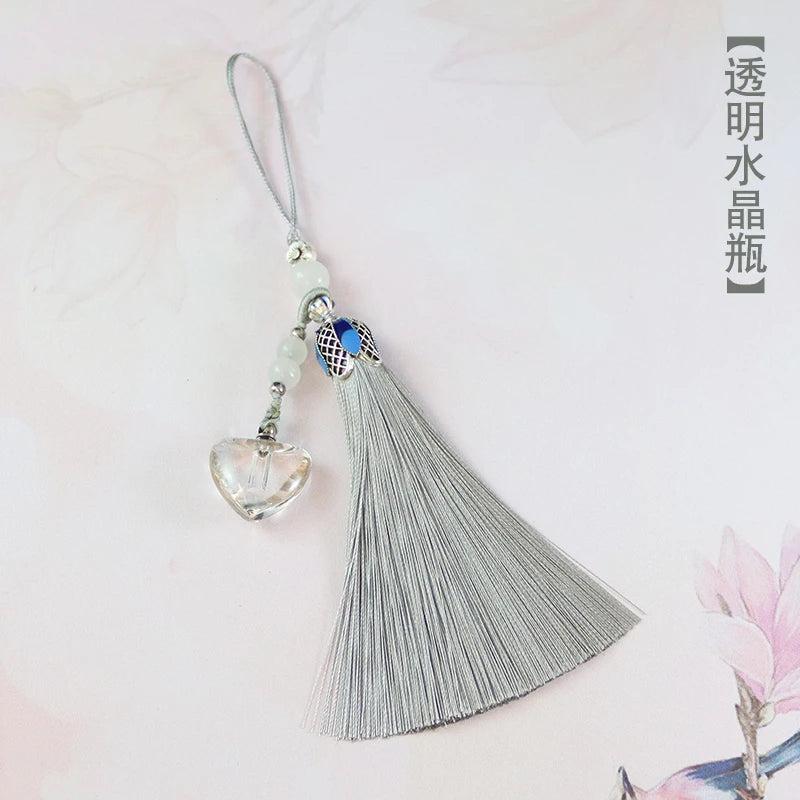 Colorful Crystal Vials Pendant with Tassel Keychain Bag Hanging Decor