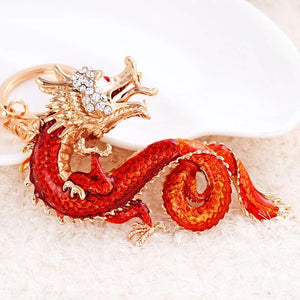 Chinese Zodiac Dragon Keychain Rhinestone Animal Key Ring Bag Charm Gift