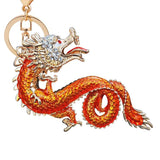 Chinese Zodiac Dragon Keychain Rhinestone Animal Key Ring Bag Charm Gift