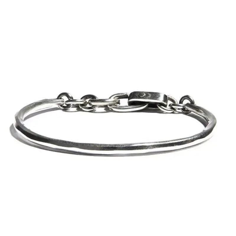 Vintage Bold Chain Bracelet Lock Knot Hook Thick Bangle