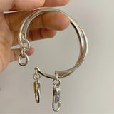Vintage Bold Chain Bracelet Lock Knot Hook Thick Bangle