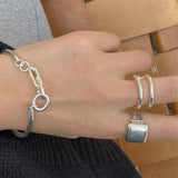 Vintage Bold Chain Bracelet Lock Knot Hook Thick Bangle
