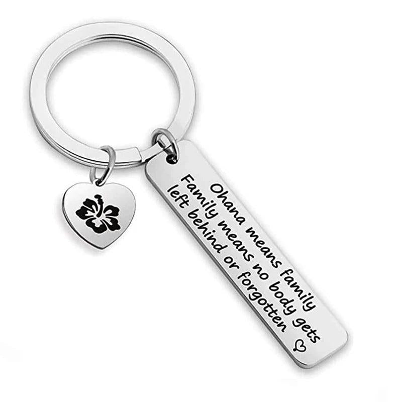 Ohana Keychain Family Nobody Left Behind Friendship Key