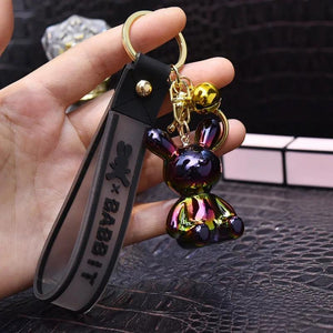 Colorful Rabbit Keychain Acrylic Pendant Backpack Schoolbag Doll