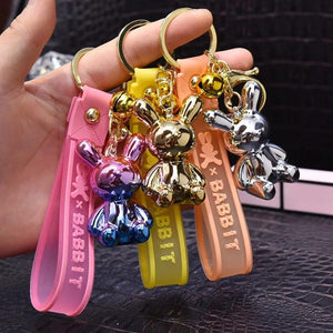 Colorful Rabbit Keychain Acrylic Pendant Backpack Schoolbag Doll