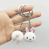 Rabbit Butt Keychain Resin Bunny Key Chain Men Car Pendant Girl Bag Key Ring