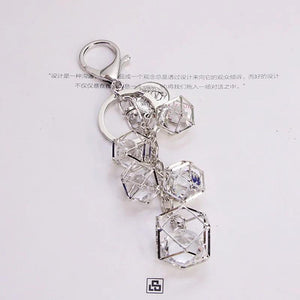 Geometric Key Chain Bag Charm Pendant Keyring Couple Key Ring