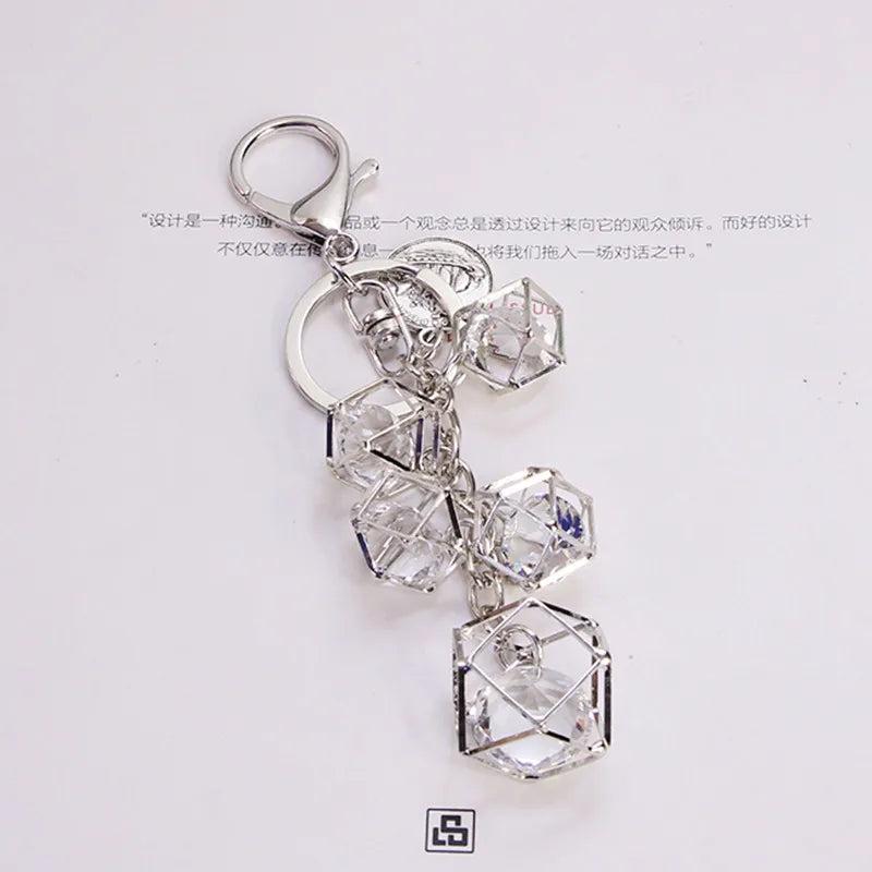 Geometric Key Chain Bag Charm Pendant Keyring Couple Key Ring