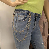 Punk Silver Alloy Waist Chain Key Chain Heart Ring Wallet Keychain