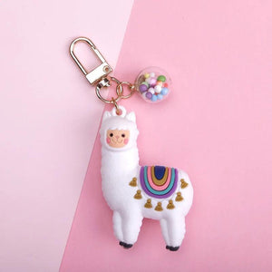 DIY Gift Llama Key Chain Women Bag Love Heart Ball Pendant Cartoon Epoxy Alpaca