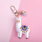 DIY Gift Llama Key Chain Women Bag Love Heart Ball Pendant Cartoon Epoxy Alpaca