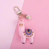DIY Gift Llama Key Chain Women Bag Love Heart Ball Pendant Cartoon Epoxy Alpaca