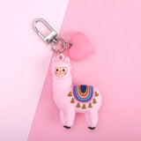 DIY Gift Llama Key Chain Women Bag Love Heart Ball Pendant Cartoon Epoxy Alpaca
