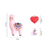 DIY Gift Llama Key Chain Women Bag Love Heart Ball Pendant Cartoon Epoxy Alpaca