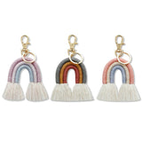 Rainbow Keychain for Women Macrame Bag Charm Car Hanging