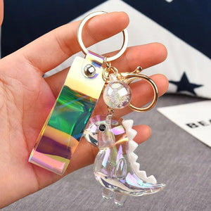 3D Iridescent Dinosaur Keychain Dino Key RING Charm CAR ACCESSORI Gl