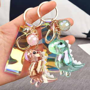 3D Iridescent Dinosaur Keychain Dino Key RING Charm CAR ACCESSORI Gl