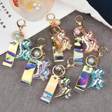 3D Iridescent Dinosaur Keychain Dino Key RING Charm CAR ACCESSORI Gl