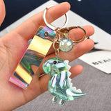 3D Iridescent Dinosaur Keychain Dino Key RING Charm CAR ACCESSORI Gl
