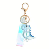 3D Iridescent Dinosaur Keychain Dino Key RING Charm CAR ACCESSORI Gl