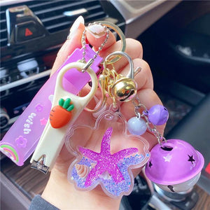 Cherry Blossoms Oil Lanyard Key Ring Pendant Gift for Mom