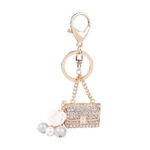 Simulated Pearl Rhinestone Keychain Bag Pendant Alloy Keychain Pendant Ornaments