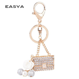 Simulated Pearl Rhinestone Keychain Bag Pendant Alloy Keychain Pendant Ornaments