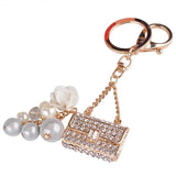 Simulated Pearl Rhinestone Keychain Bag Pendant Alloy Keychain Pendant Ornaments