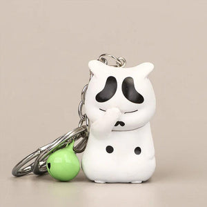 Shy Distressed Cat Key Chain Funny Depressed Cats Keychain