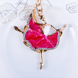Ballerina Crystal Keychain Trinket Rhinestone Car Key chain Bag Charm