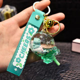 Liquid Oil Bear Quicksand Keychain Floating Lollipop Keyring Women Bag Gift