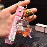 Liquid Oil Bear Quicksand Keychain Floating Lollipop Keyring Women Bag Gift