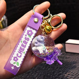 Liquid Oil Bear Quicksand Keychain Floating Lollipop Keyring Women Bag Gift