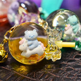 Liquid Oil Bear Quicksand Keychain Floating Lollipop Keyring Women Bag Gift