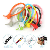10Pcs Silicone Self-Locking Wire Cable Zip Ties Multi-functional Reusable