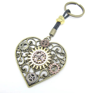 Steampunk Heart Gears Pendant Key Chain