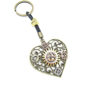 Steampunk Heart Gears Pendant Key Chain