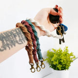 Handwork Weave Twist Rope Wrist Strap Bracelets Keychain Women Autumn Christmas
