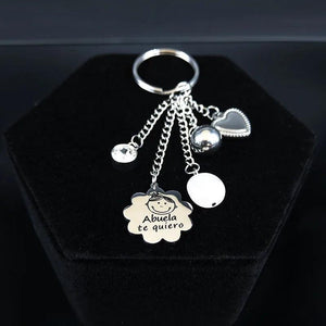 Abuela te Quiero Stainless Steel Heart Keychain